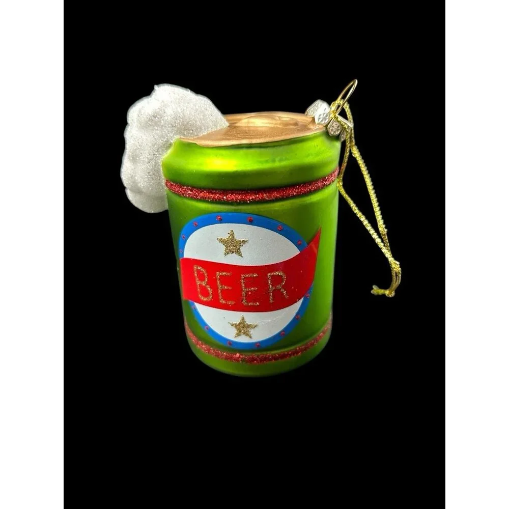 Blown Glass Glitter Foaming Beer Can Christmas Ornament 2022 Target Wondershop